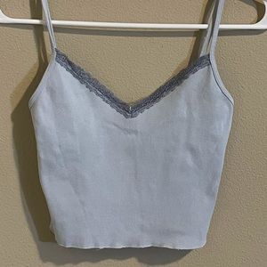 John Galt Light Blue Nicolette Lace Tank Top